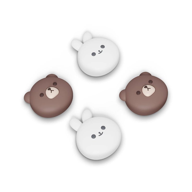 playvital Joystick Caps for Nintendo Switch, Thumbstick Grips for Switch Lite, Analog Cover for OLED Joycon Thumb Grip Caps - Chubby Bear & Smiley Bunny - Image 1